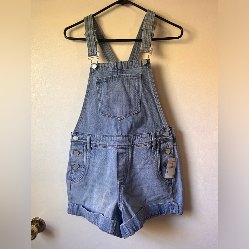 Blank NYC Read My Lips Women’s Shortall Overall Denim Size 26